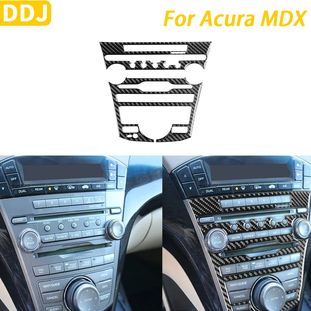 

For Acura MDX 2007-2013 Accessories Carbon Fiber Center Console Radio CD AC Panel Cover Trim Car Interior Decoration Sticker