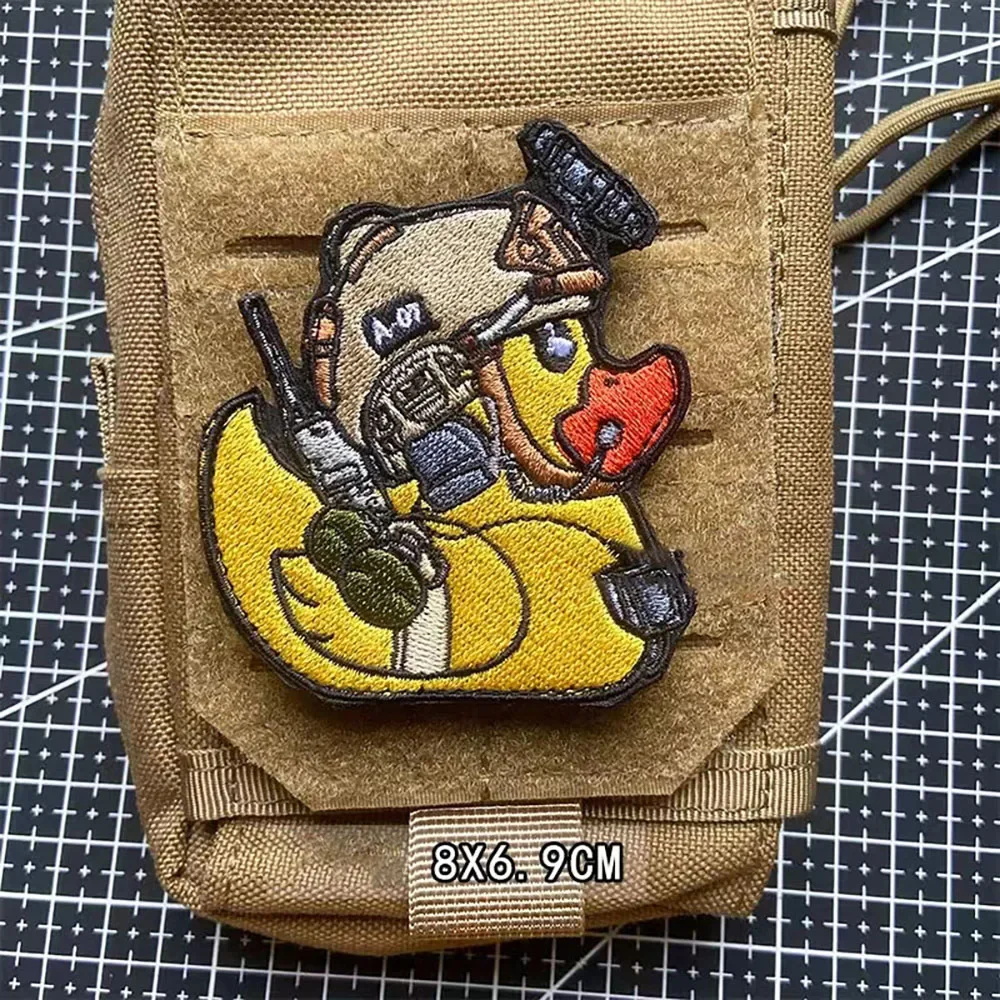 3D PVC Tactical Cute Little Yellow Duck Embroidery Patches Military Armband Instructor Funny Badges on Backpack Vest DIY Decor