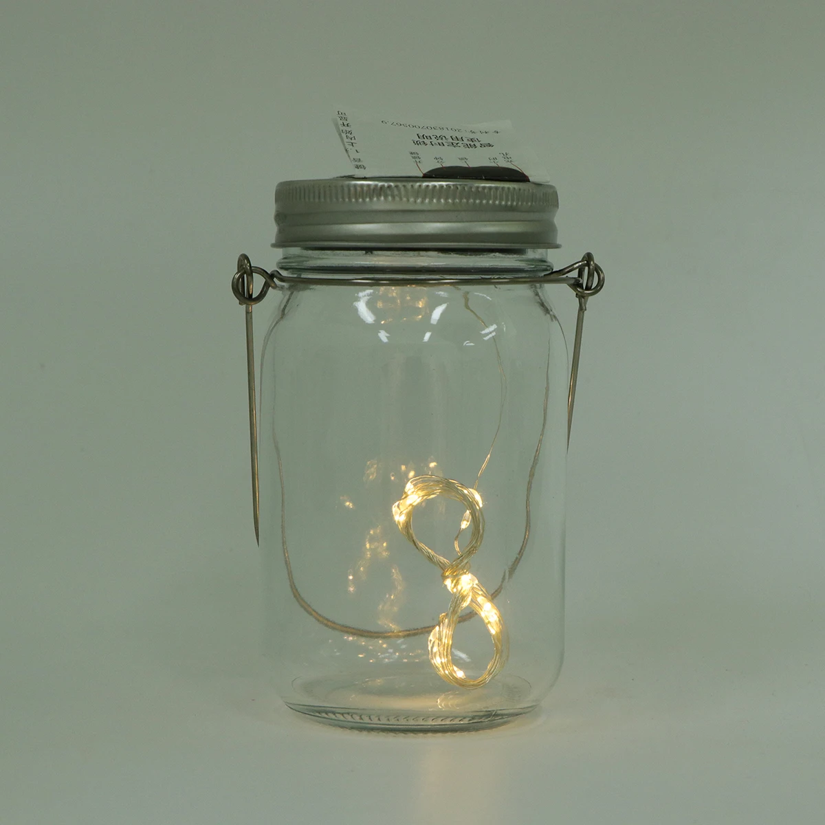 

Jar Lamp Solar Light Strap Hanging Design Warm Atmosphere Garden Balcony Outdoor Decoration Tinplate Plastic