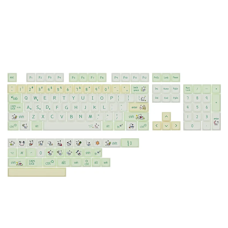 Cute Catoon Key Caps PBT Dye Subbed Dog Japanese Minimalist White Keycaps XDA Profile Keycap per 141 137 130 129 128