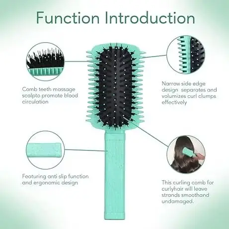 Curl Defining Brush - Volume Curly Hair Brush for Detangling, Styling & Reducing Pulling, Ideal for Women's Curls, Waves & Coils