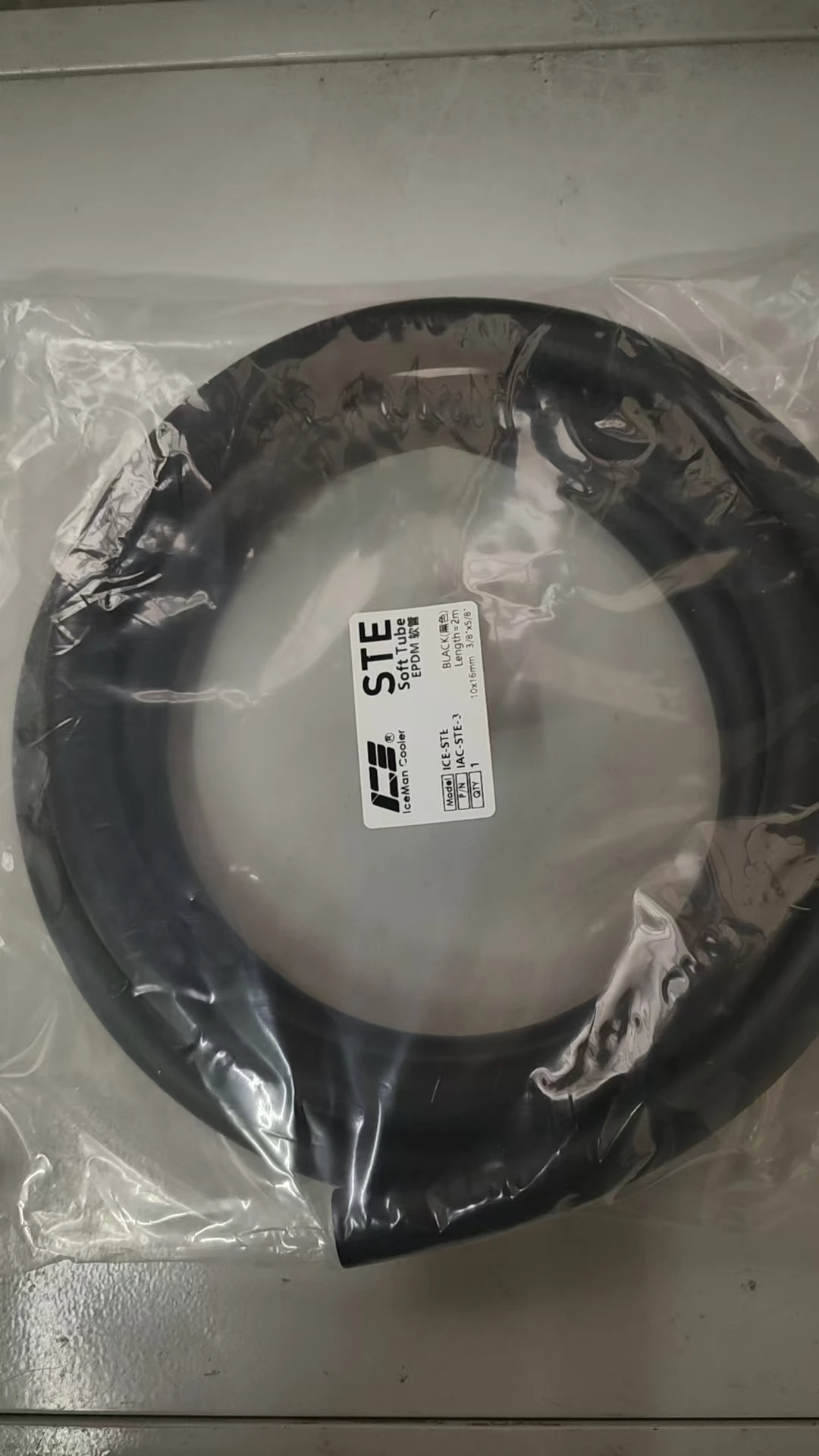 IceManCooler Φ10x16mm 3/8 "x5/8" EPDM matowy czarny wąż rury dla serwera, stacji roboczej, komputer chłodzenia wody pętli budowy, ICE-STE — zdjęcie 5
