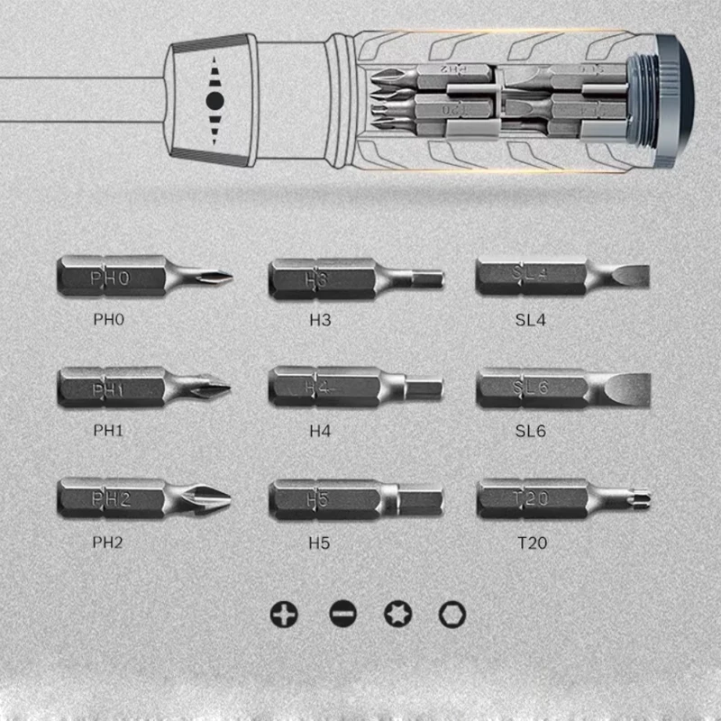 BOSCH 2607017653 Ratchet One Hand Integrated Screwdriver Set Multipurpose With Nine Screwdriver Head Hand Tool