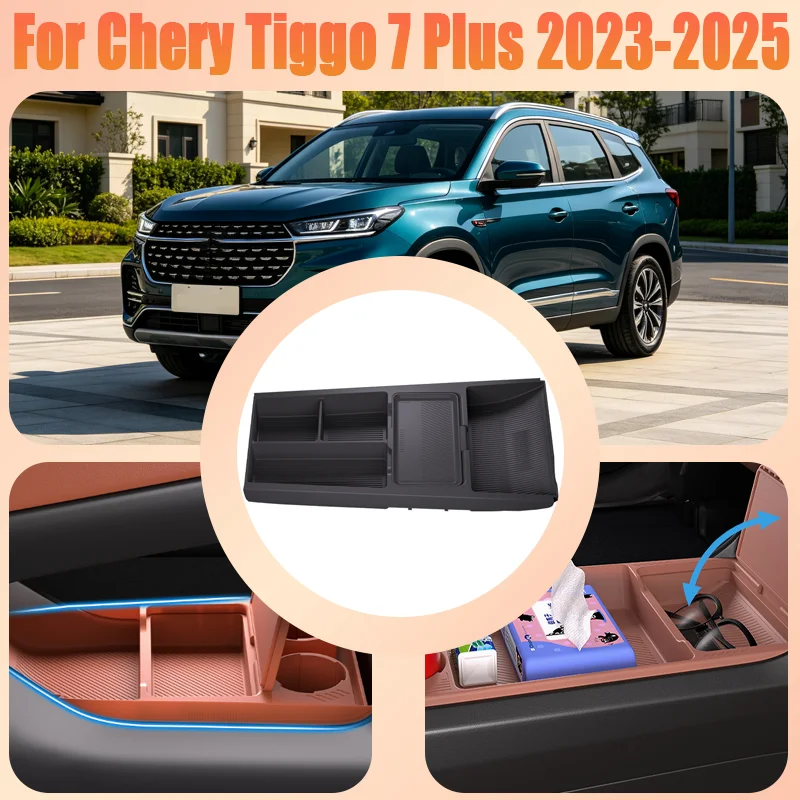 For Chery Tiggo 7 Plus 2023-2025 Center Console Lower Storage Box, Drop-in Organizer Tray, Car Interior Accessory