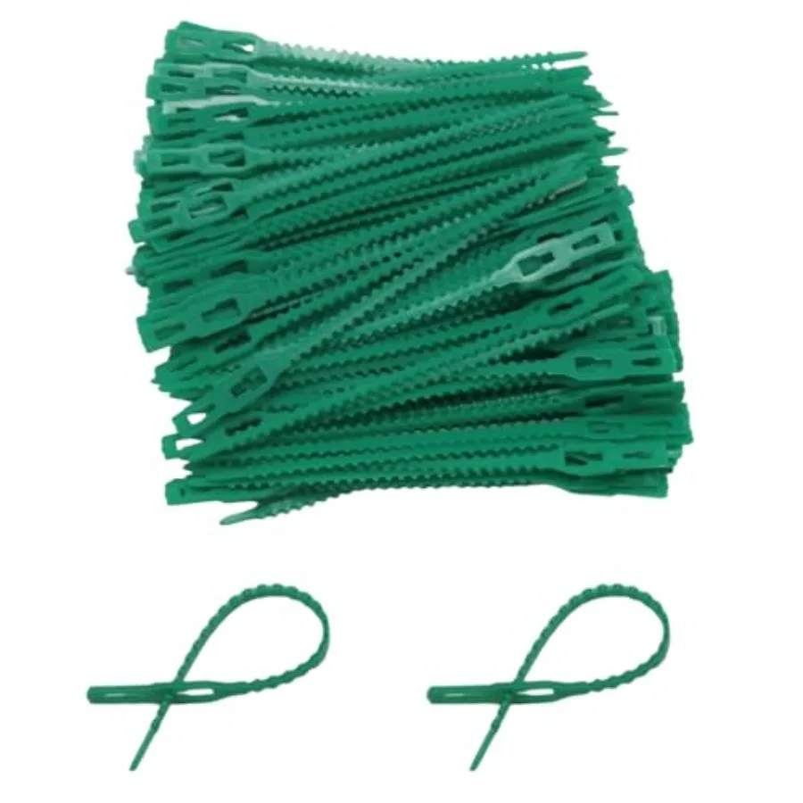 

PINE LINEN 200pcs Adjustable Plant Ties Flexible Green Multi-Function Sturdy Garden Twist Tie Serrated Plastic Ties for Plants