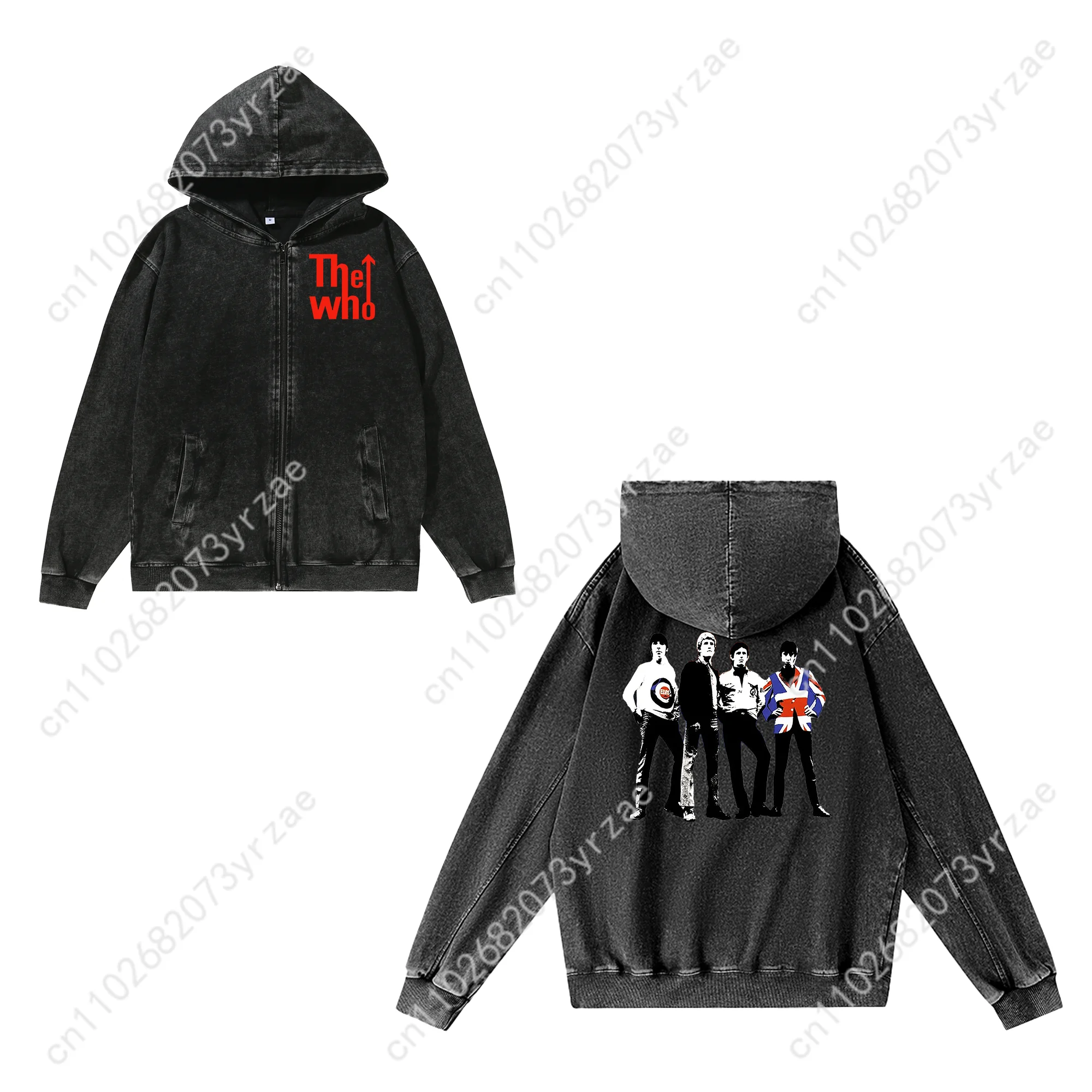 The Who Zipper البلوز رجل امرأة مراهق ريترو هوديس خمر شخصية البلوز قميص العرق كامل البريدي مخصص سترة