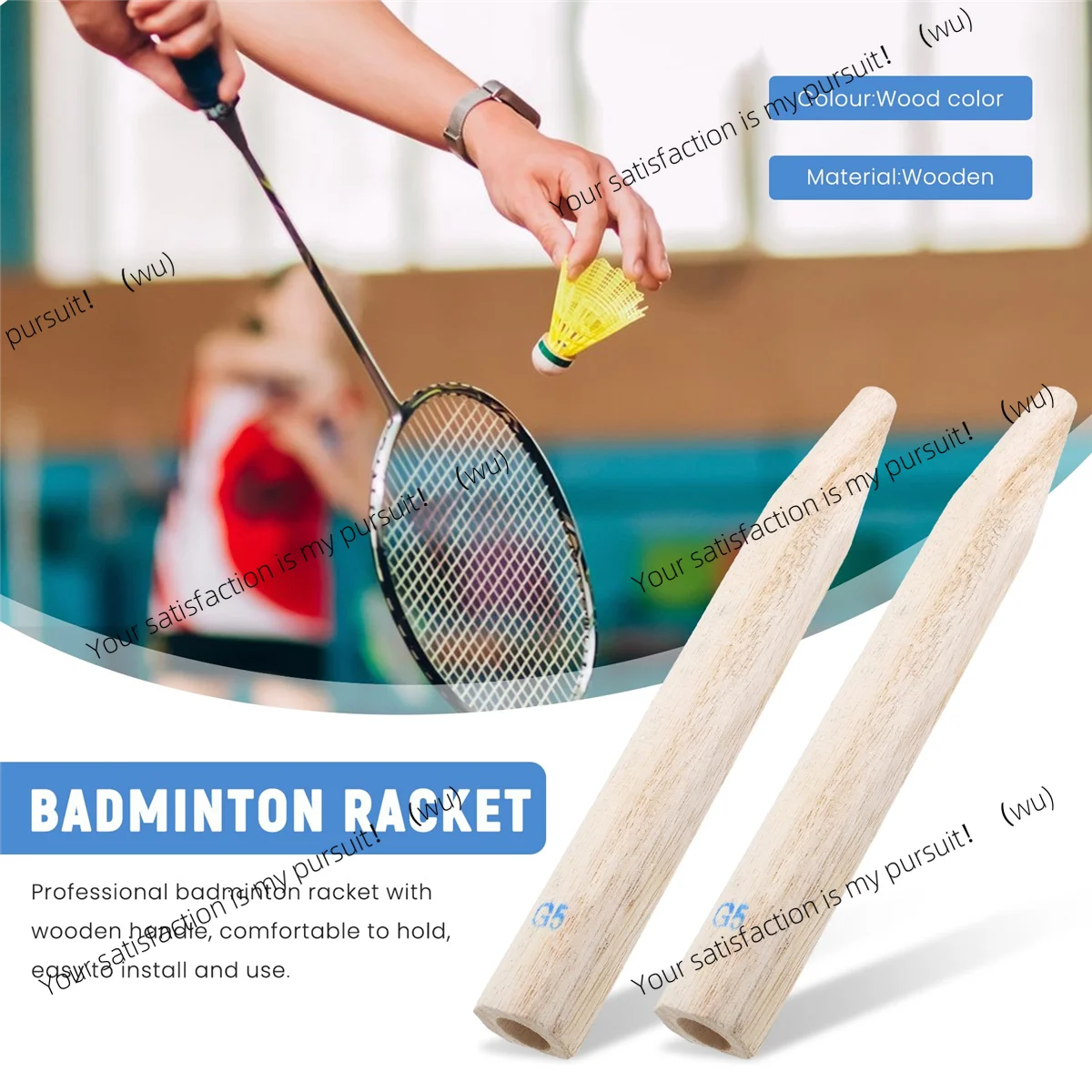 

2 badminton racket handles Wooden grip repair