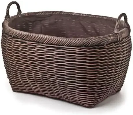 Lady Oval Wicker Laundry Basket Antique Walnut Brown