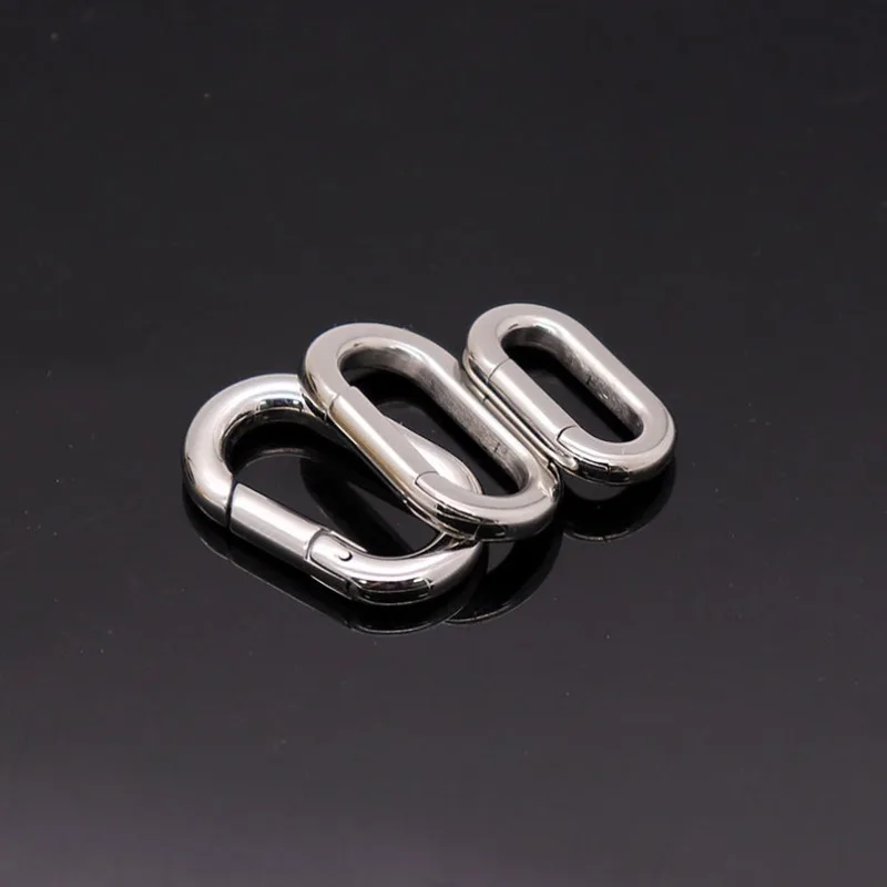 18mm 22mm und 23mm Spiegel Mini Kleiner Edelstahl Hergestellt Federlast Snap Clip Oval Haken Karabiner Schnalle DIY