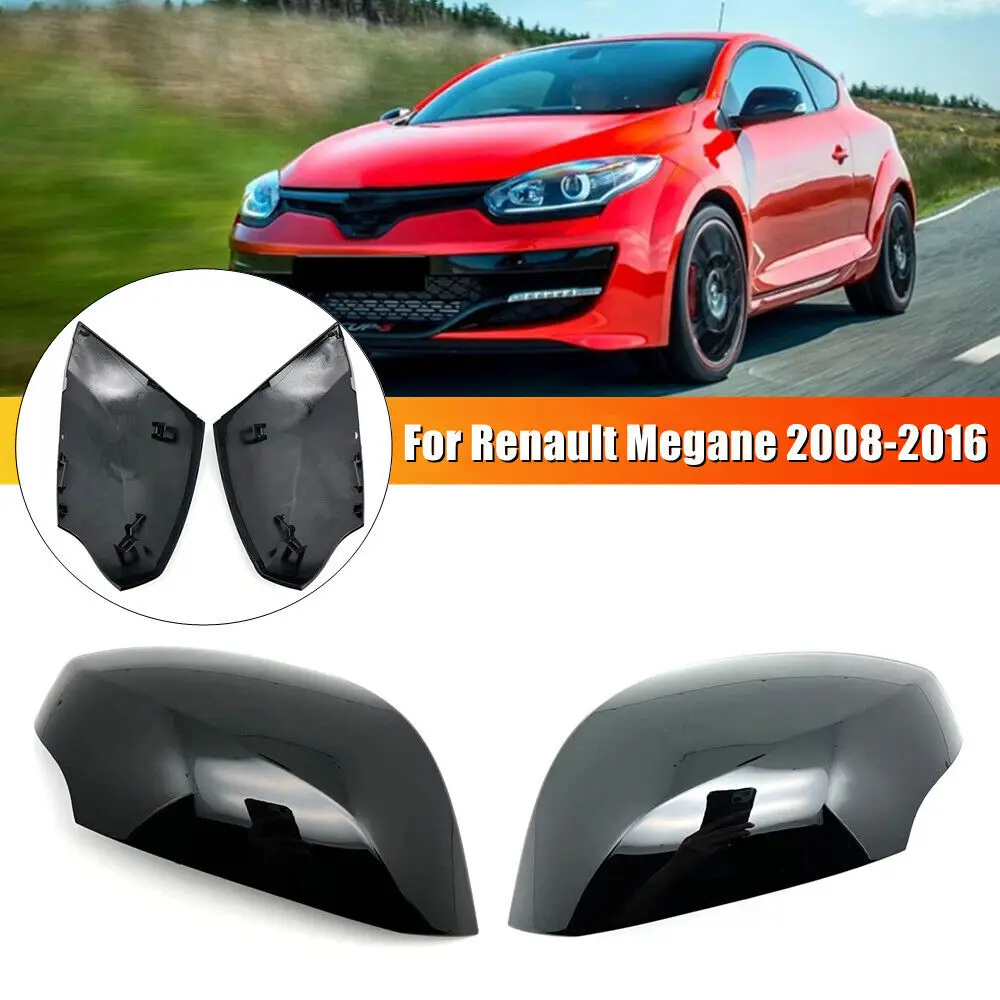 For Renault Megane MK3 2008-2015 Car Replacement Rearview Side Mirror Cover Wing Cap Exterior Door Rear View Case Trim Black