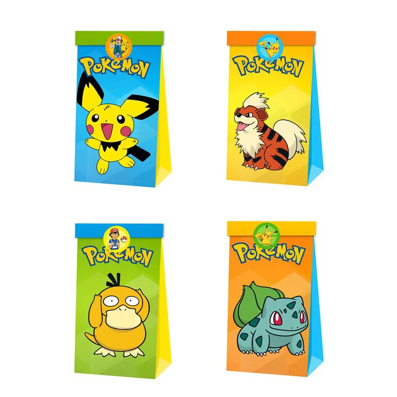 

12pcs Pokemon Pikachu Gift Bag Candy Loot Bag Cartoon Theme Party Festival Event Birthday Decoration Favor Party Toys