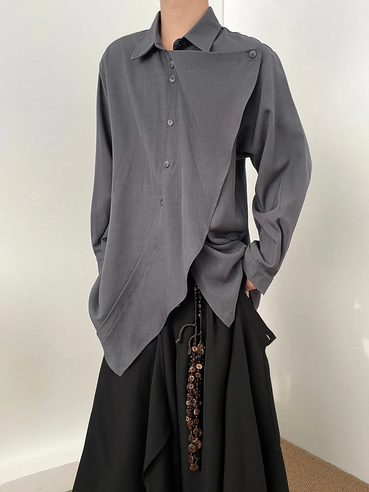 SuperAen Koreaanse stijl vintage opstaande kraag overhemd patchwork lint asymmetrische herfst nieuwe casual overhemden met lange mouwen