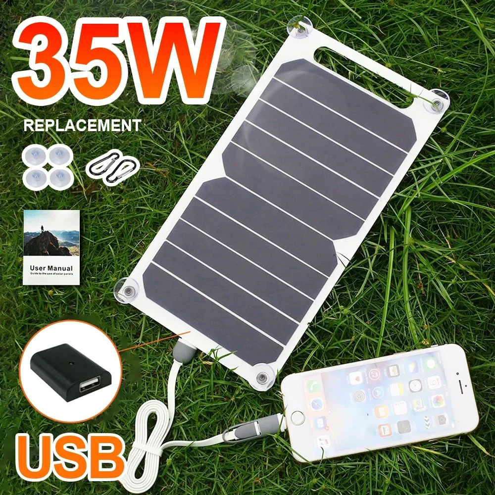 Sunpower 휴대용 태양 전지 패널, 5V 솔라 플레이트, USB 안전 안정 충전기, 파워 뱅크, 휴대폰, 야외 캠핑, 홈 RV 선물, 35W 