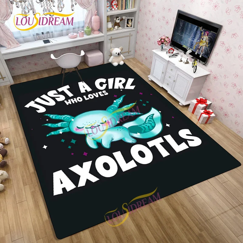 Kawaii Printed Home Decoration rug Cartoon animal Axolotl Bedroom Anti slip Children Game Rest Area Carpet Support customization