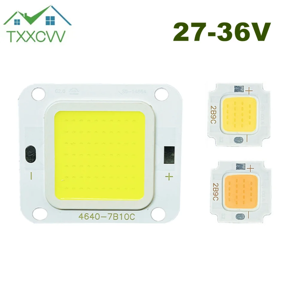 LED COB Chip 10W 20W 40W 50W 60W 70W wysokiej mocy DC27-36V dioda LED koraliki do lampy dla światło halogenowe punktowa żarówka DIY