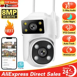 4K 8MP Wifi PTZ Camera Dual Lens IP CCTV Video Surveillance Camera Ai Human Detect Auto Tracking Night Vision Outdoor Waterproof