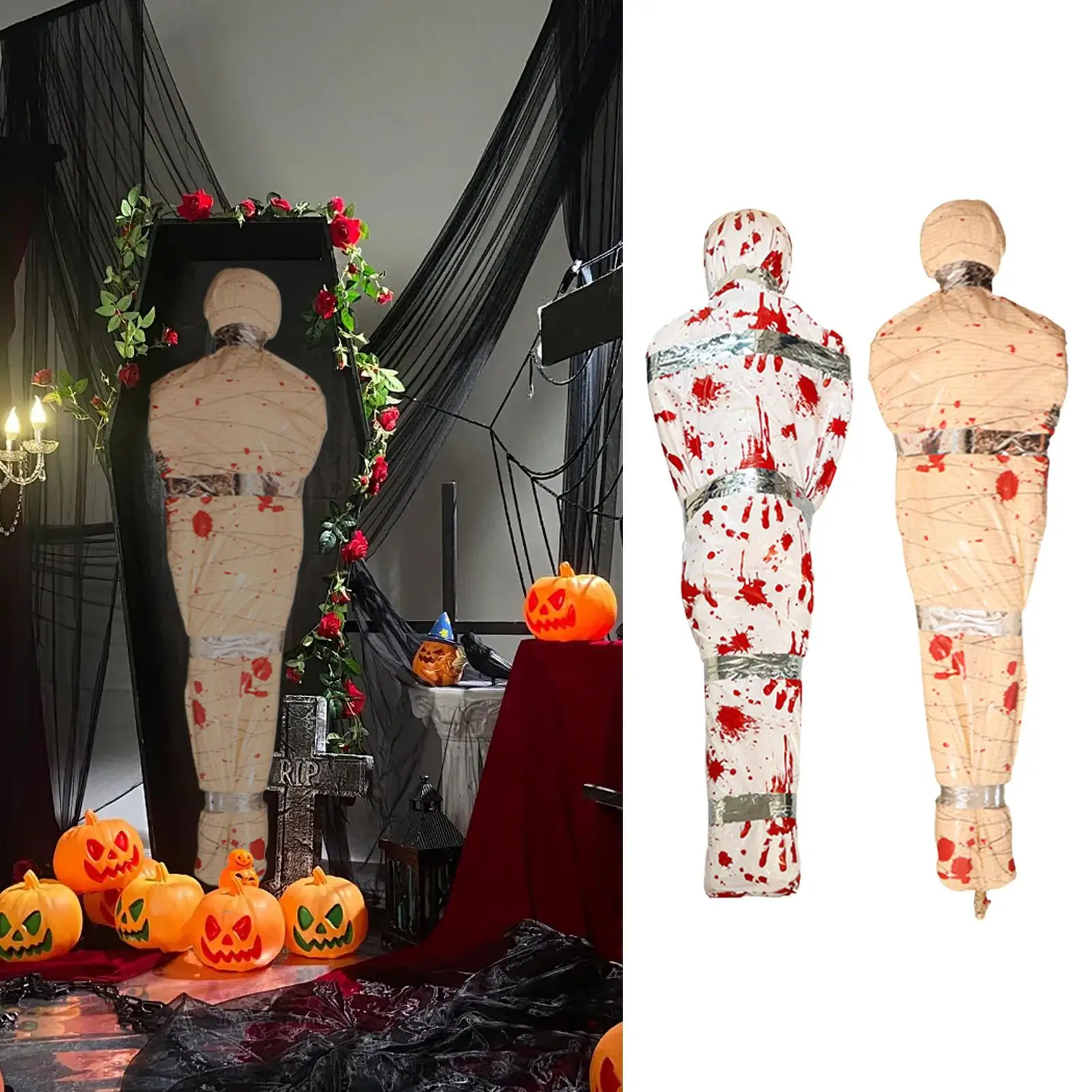 Corpse Halloween Decorations Life Size Doll Halloween Ornaments Inflatable Body For Haunted House Festival Party Yard Lawn