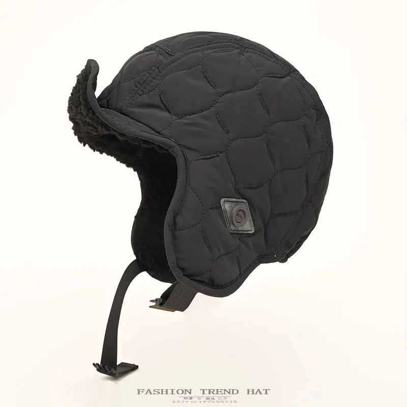 Reversible Quilted Trapper Hat Sherpa Fleece Lined Ear Flap Hat Brimmed Windproof Winter Ski Hat