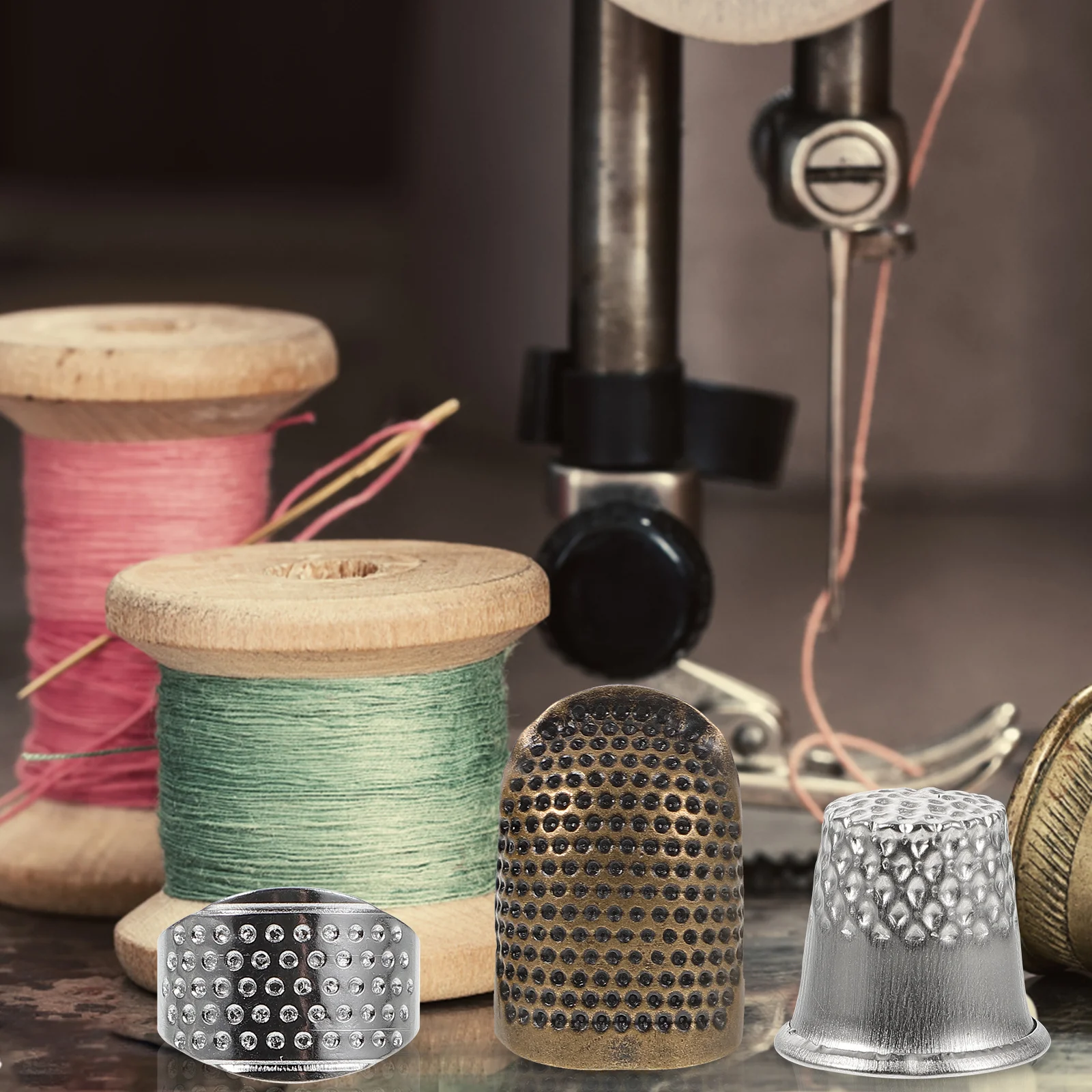 

2Sets Quilting Thimbles Alloy Finger Cover Needlework Tools Practical for Beginners and Starters Sewing Thimbles