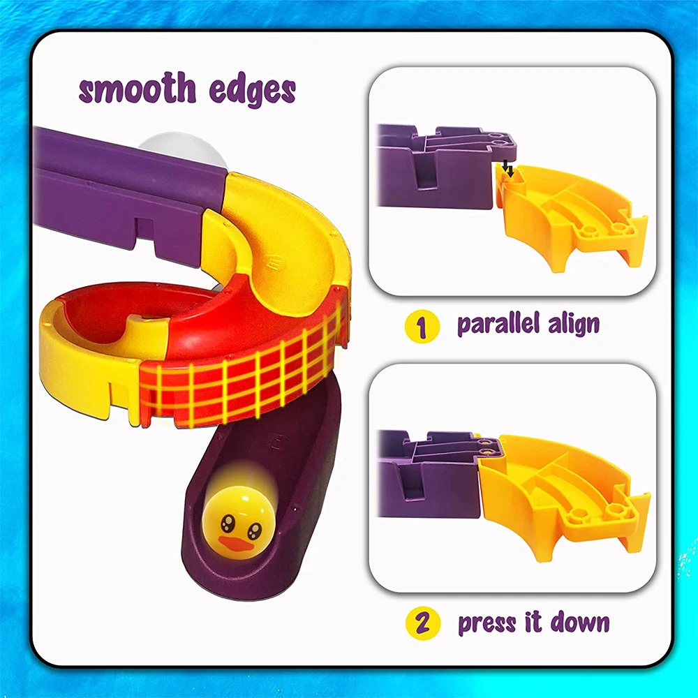 Bath Toys for Kids DIY Assembling Track Slide Suction Wall Bathtub for Toddlers Baby with Duck Shower Water Gifts for Children