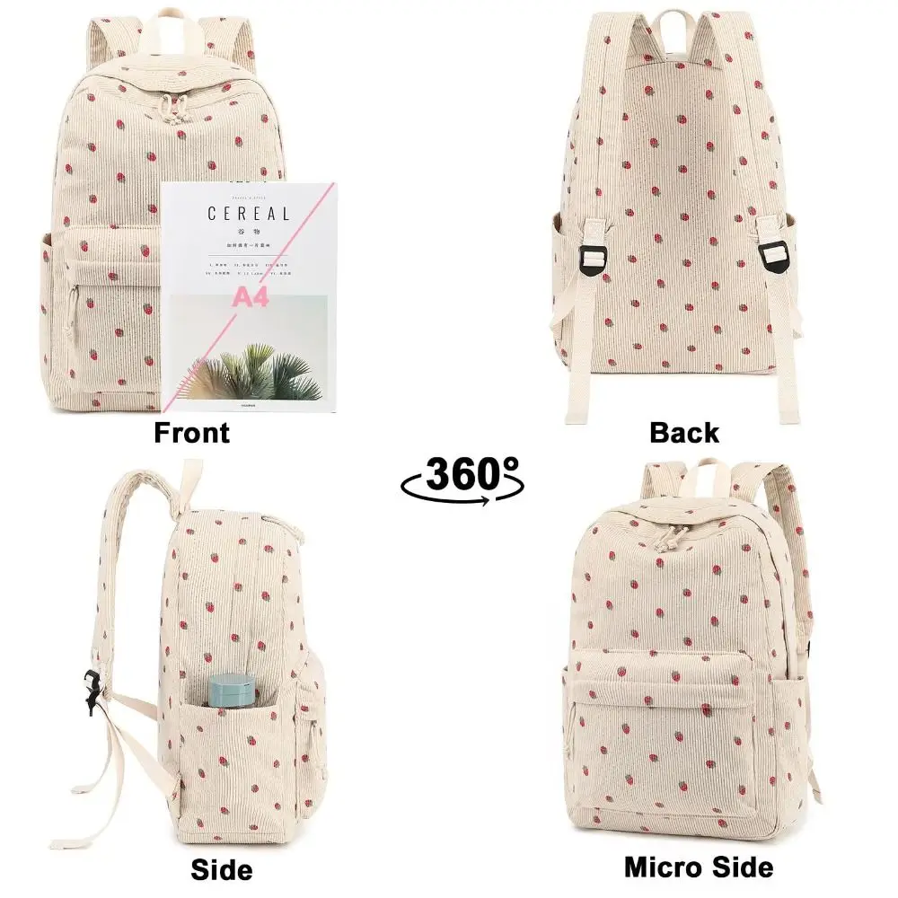 Cute Corduroy Girls Backpack Durable Lightweight Laptop Bag Bookbag for Kids Teens
