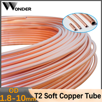 T2 Pure Coppers Wire Pipe Soft Coil Copper Tube Airs Conditioning Refrigeration Copper Pipe OD 1.8/2/3/4/5/6/6.35/8/9.52/10mm