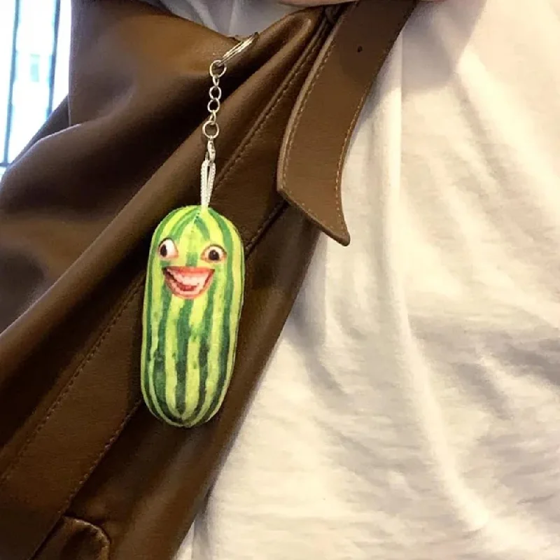 Funny Watermelon Strips Plush Keychain Creative Fruit Doll Keyring Women Backpack Bag Pendant Kids Birthday Gift Accessories