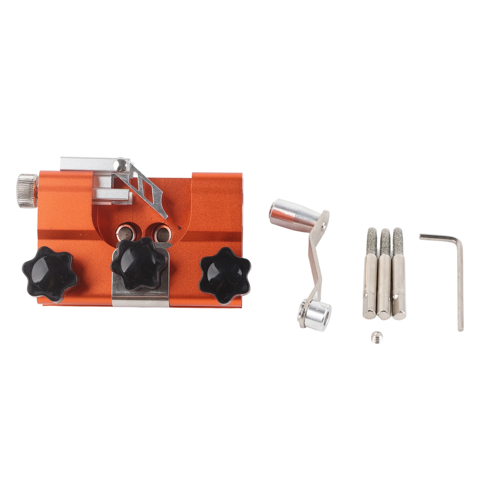 

Orange Hand Cranked Chainsaw Sharpener 30° Portable Manual Chainsaw Chain Sharpening Jig Tool with Stainless Steel Alloy