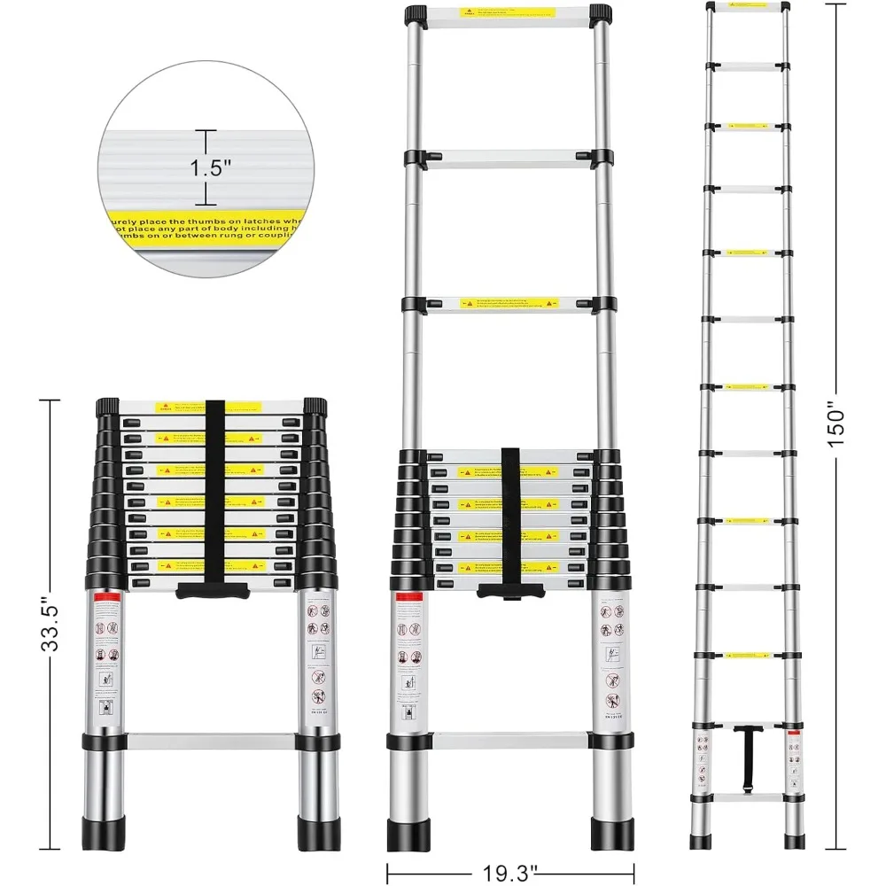 20.3FT Telescoping Ladder, Telescopic Extension Ladder, Aluminum Alloy Folding Ladder Portable Multi-Purpose for Indoor Outdoor