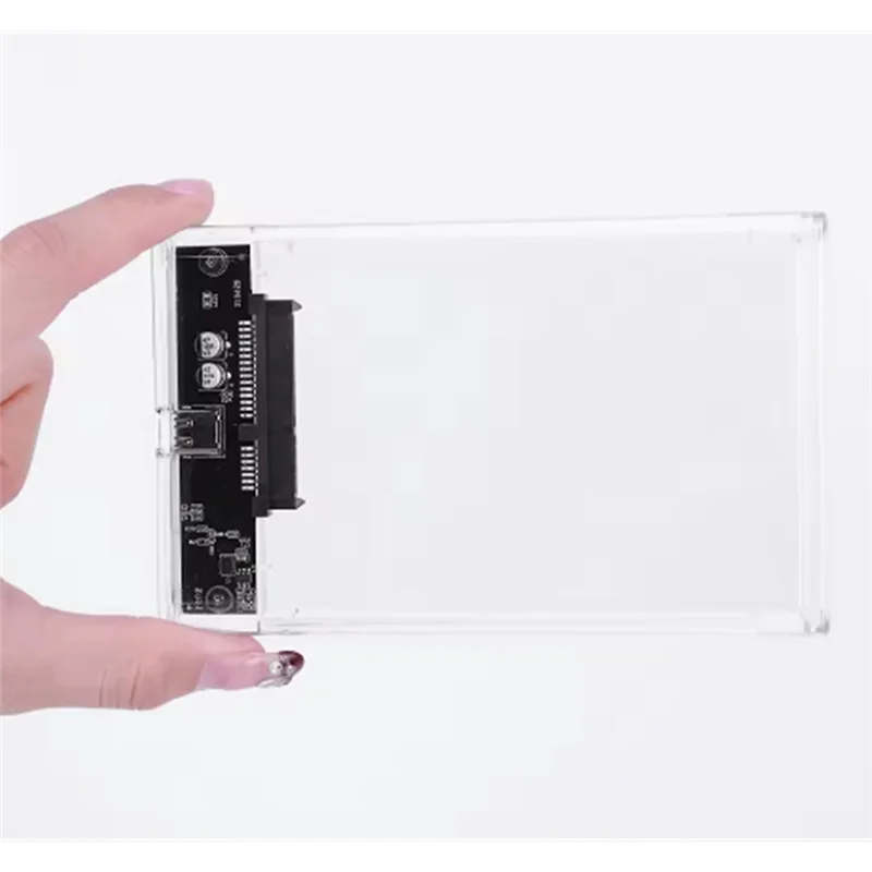 Cable Included External Hard Drive Enclosure USB 3.1/Type C Tool-Free Clear For 2.5 Inch 7Mm SATA HDD SSD