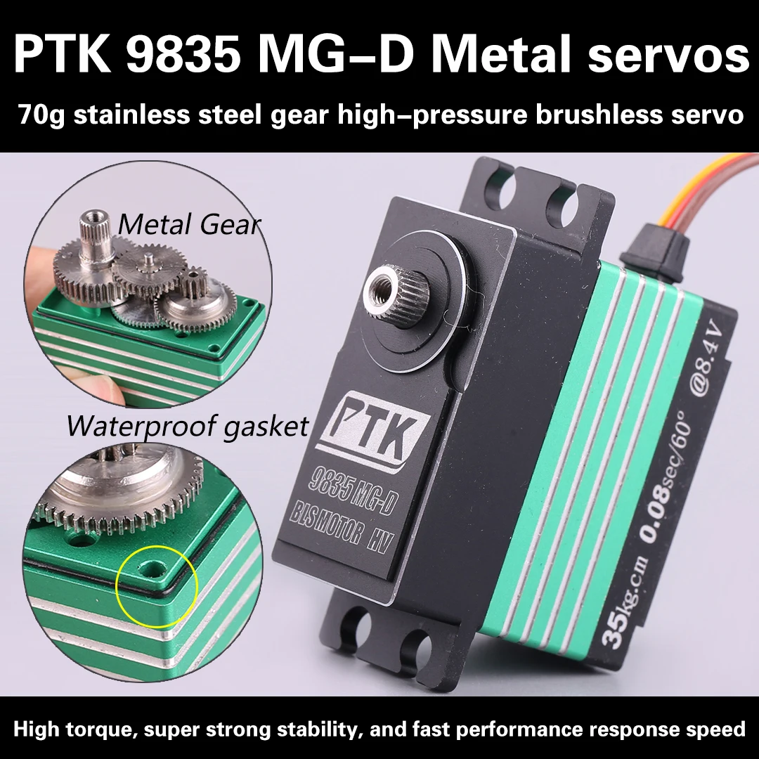 PTK 9835 MG-D All Metal Gear High Voltage Brushless Standard Servo RC Car Model with Large Torque 36kg Servo