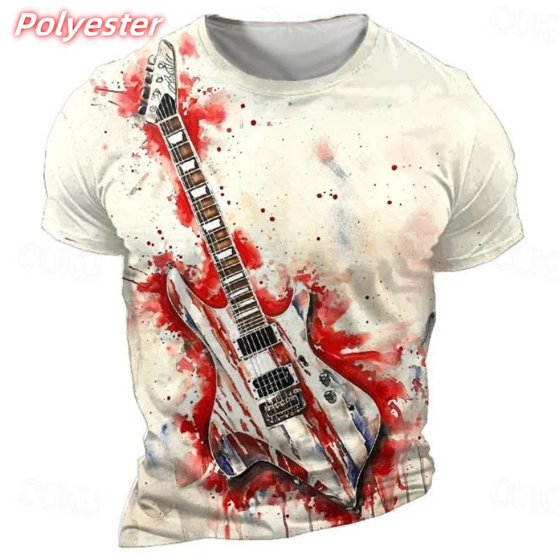 

Крутая футболка с 3D принтом для мужчин, футболки с рисунком музыкальных инструментов, летние повседневные свободные топы, футболки с короткими рукавами и круглым вырезом