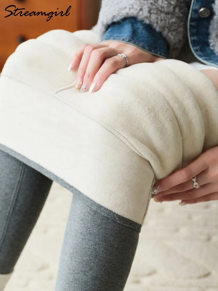 Winter Braune Leggings Frauen Lange Fleece Hosen Hohe Taille Samt Unten Leggings Mit Taschen Warme Dicke Leggings Für Frauen Winter