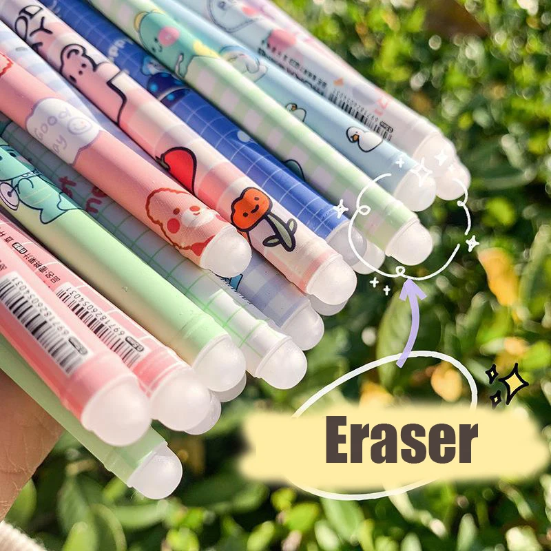 12 PCS Cute Erasable Gel Pens Set 0.5mm Kawaii Ballpoint Pen Refill for Kids Writing Office Students School Supplies Stationery