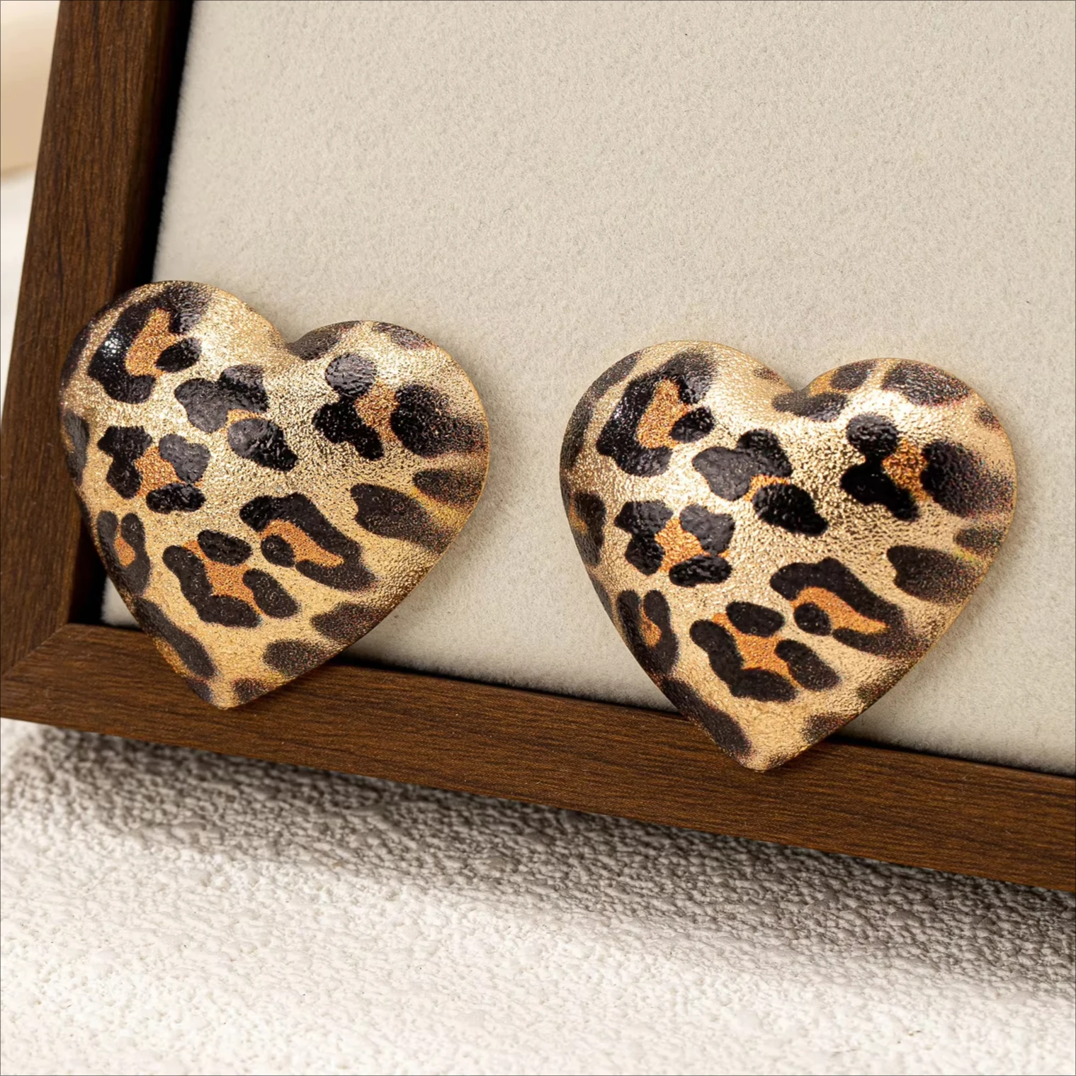 stud earrings for women heart shape leopard print geometric ear accessories daily commute party Gift OL fashion jewelry BE513