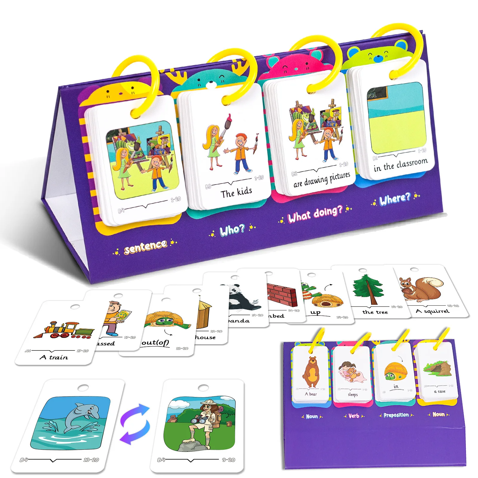 Kids Education Table - 80枚入りテーブルモデルビジュアルワードカード自然語接続文文字認知早期教育玩具子供向け