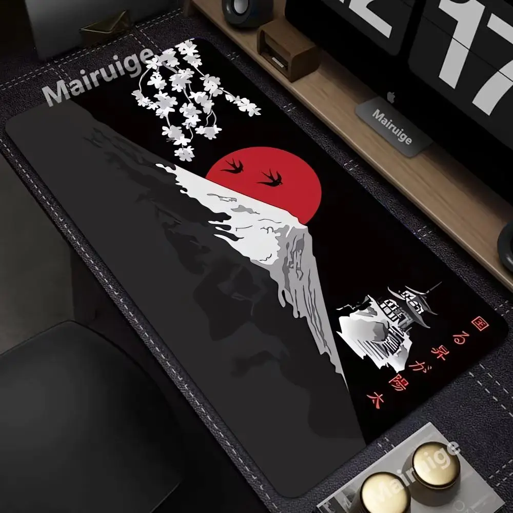 

900x400 Gaming Mousepad XXL Keyboard Gamer Mouse Pad on The Table Speed Desk Mat Anime Japanese Sakura Pagoda Sun Mouse Mats