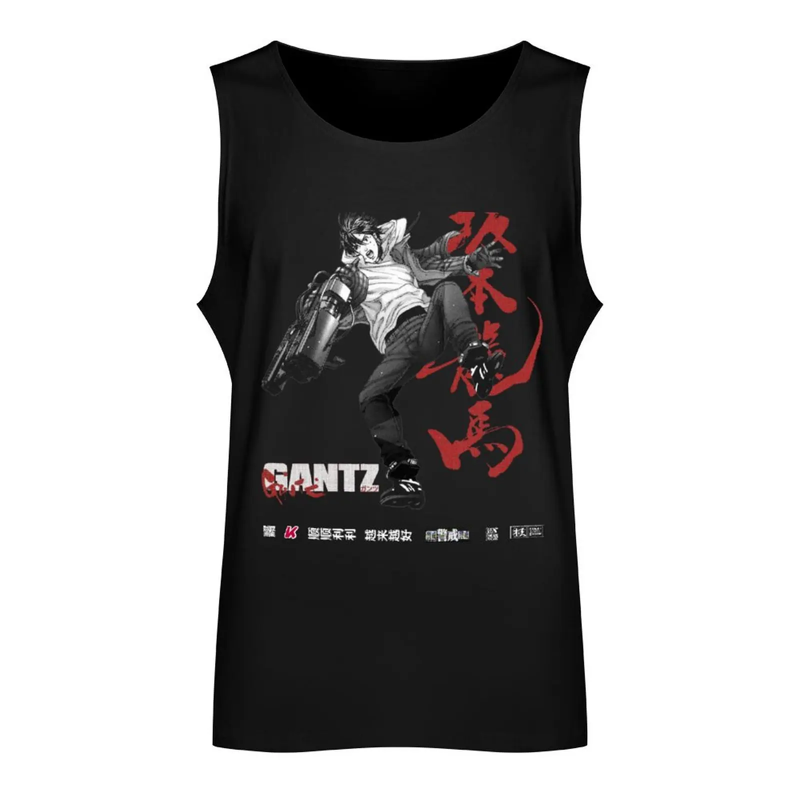 GANTZ, ガンツ , ANIME RED, BLACK AND WHITE Tank Top running shirt underwear t-shirts man muscular man summer 2025