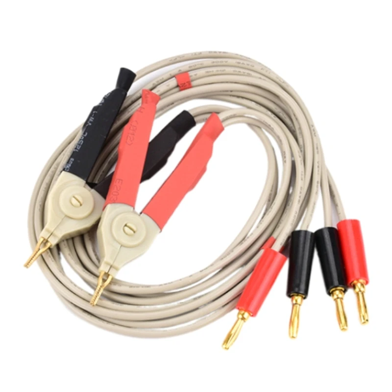 2Pcs Red Black Cable-Terminal Probe Wire Test Line Test Clip Meters-Clips Resistance Test Leads Banana Plug Clip