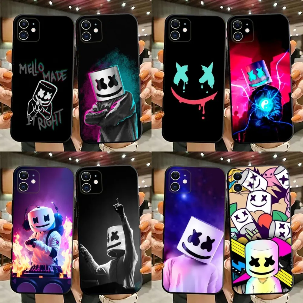 

M-MarshmelloS music Phone Case For iPhone 15,14,13,12,11,Plus,Pro Max,XS,X,XR,SE,Mini,8,7 Soft Silicone Black Cover