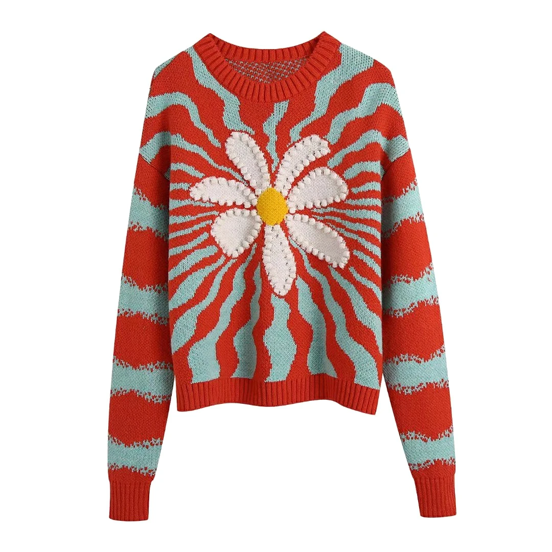 Foreign trade autumn and winter new leisure fashion pullover retro women\'s knitted sweater