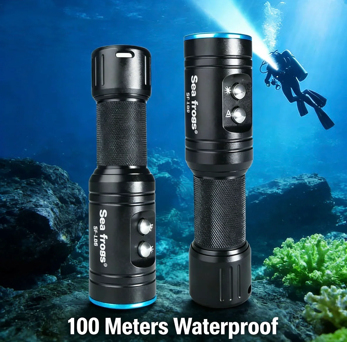 

Подводный фонарь Sea Frogs SF-L03, 1000 лм, для видеосъемки под водой, IPX8, водонепроницаемость до 100 м/325 футов, для дайвинга, алюминиевый
