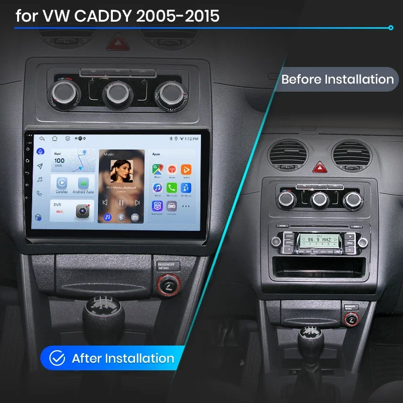AWESAFE CarPlay Inalámbrico Android Auto para VW Volkswagen Caddy 2005-2015 Radio de Coche Reproductor Multimedia Estéreo Wi-Fi GPS Navegación 2 Din Autorradio Sistemas Inteligentes para Coche 1280*720 IPS Unidad Principal FM RDS DSP SWC BT Plug and Play ISO 1