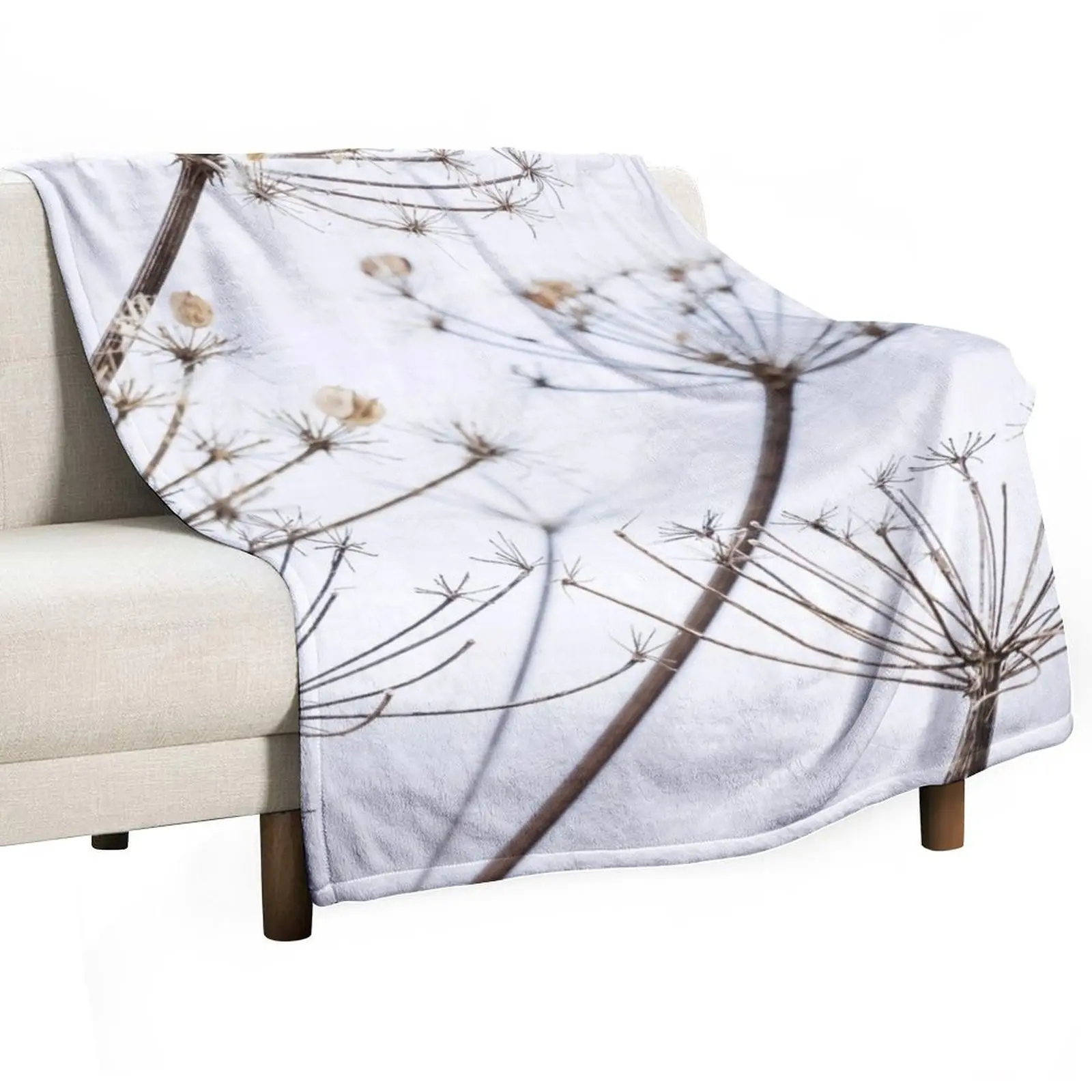 

Dried Cow Parsley Seed Heads Throw Blanket Decorative Throw Fashion Sofas Plush Cute Blankets
