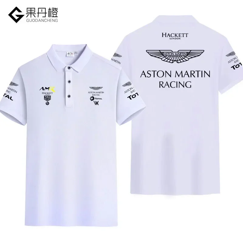 New summer team racing suit same style men\'s business short-sleeved lapel polo shirt pure cotton versatile For A-Astons Martins