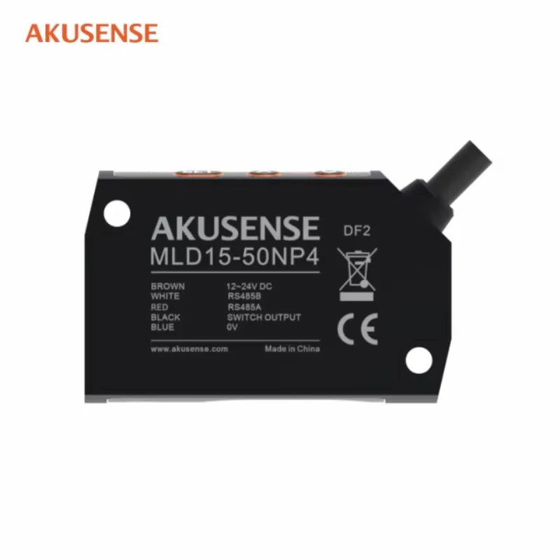 AKUSENSE MLD15-200NPVA Triangulation Diffuse Reflection 25-280mm Range NPN Output 655nm Red Laser Flexible Displacement Sensor