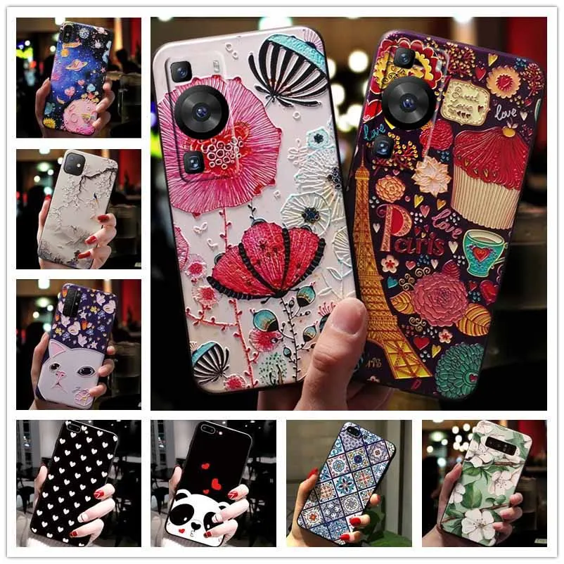 For Huawei P60 Pro / P 60 2023 Case 3D Relief Emboss Silicone Back Covers For HUAWEI Mate 20 Pro Lite Mate20 Nova 5T Soft P60Pro