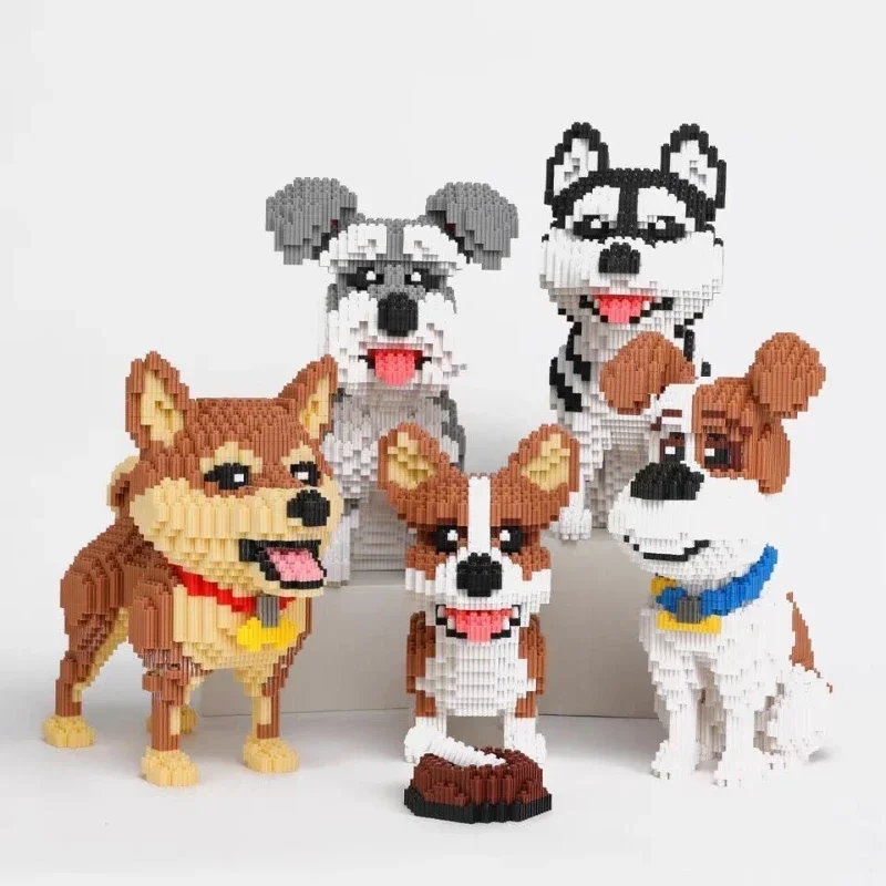 Cartoon Animal Building Blocks creativo Pet Dog Assembly Toy Puzzle educativo fai da te giocattoli interattivi genitore-figlio regalo per bambini