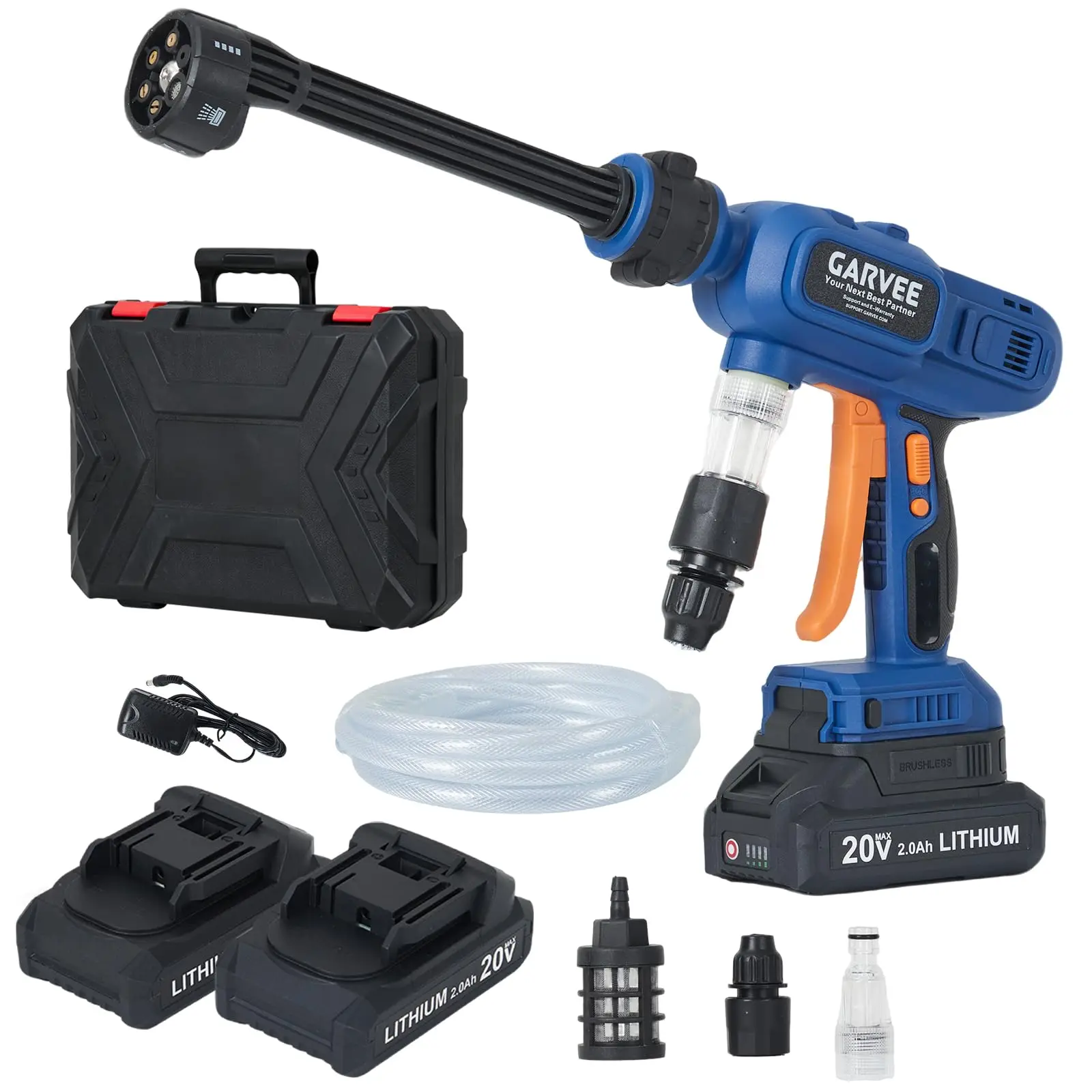 Cordless Pressure Washer 1100 PSI, 21V Portable Power Cleaner With 6-in-1 Nozzle, 40Min Battery Car Wash Kit For Patio Garden Fence