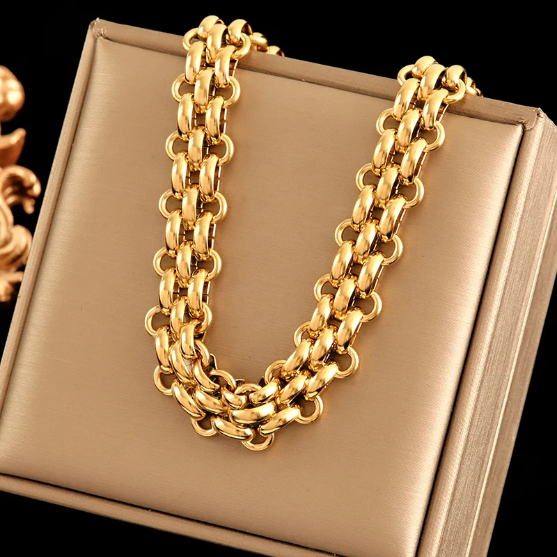 EILIECK 316L Edelstahl Gold Silber Farbe Dicke Kette Halskette Für Frauen Mode Kubanischen Hals Kette Wasserdicht Schmuck Geschenk